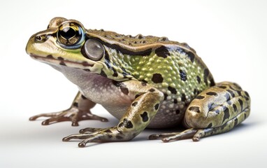 Fototapeta premium A green frog or toad on a white background Generative AI