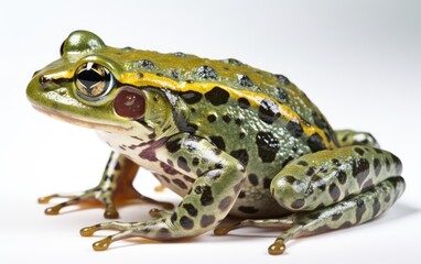 A green frog or toad on a white background Generative AI