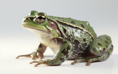 A green frog or toad on a white background Generative AI