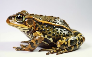 A green frog or toad on a white background Generative AI