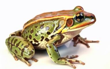 Obraz premium A green frog or toad on a white background Generative AI