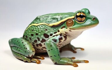 Fototapeta premium A green frog or toad on a white background Generative AI