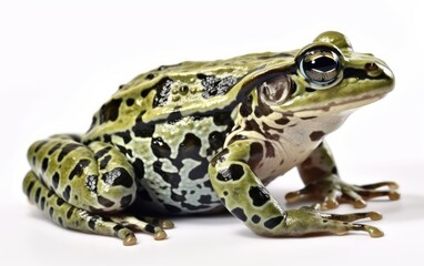 Obraz premium A green frog or toad on a white background Generative AI