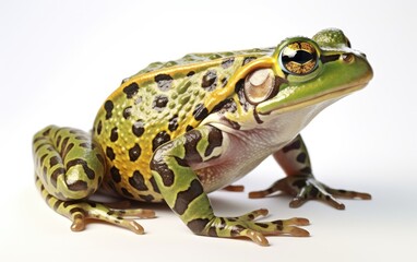 Fototapeta premium A green frog or toad on a white background Generative AI