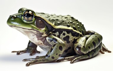 A green frog or toad on a white background Generative AI