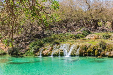 Wadi Darbat (The Darbat Valley) is the most beautiful and scenic spot with waterfalls in Dhofar Region in Sultanate of Oman
