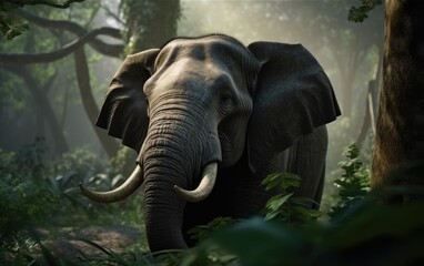 An elephant in the jungle background ai generated