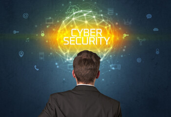 Rear view of a businessman, online security concept