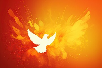 illustration, pentecost with flying dove, generative ai - obrazy, fototapety, plakaty