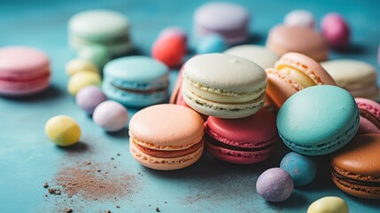  Assorted macarons. Generative AI