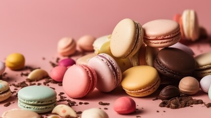  Assorted macarons. Generative AI