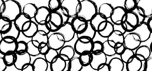 Black and white pattern with circular shapes. Grunge texture vector.