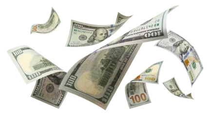 Fototapete Wasserfälle Flying 100 American dollars banknotes, cut out  © Yeti Studio