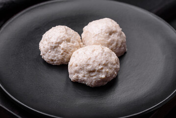 Delicious healthy steamed chicken cutlets or minced meatballs