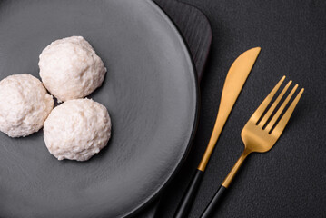 Delicious healthy steamed chicken cutlets or minced meatballs