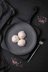 Delicious healthy steamed chicken cutlets or minced meatballs