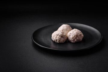 Delicious healthy steamed chicken cutlets or minced meatballs