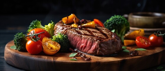 Beef steak is grille. Generative AI