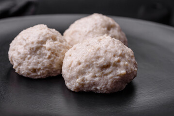 Delicious healthy steamed chicken cutlets or minced meatballs
