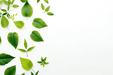 green leaves isolated on a white background. Generative AI