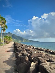 rocky seaside of the city of basse terre in guadeloupe
