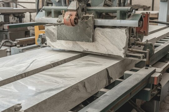 illustration, cutting stone and granite slabs, generative ai