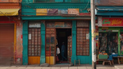 An exterior of an old store in asia. Generative AI