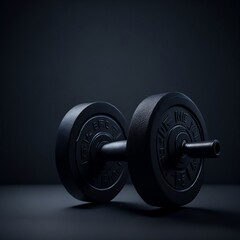 Plakat Rubber Dumbbell lying on Grey Gym Floor, ai generated