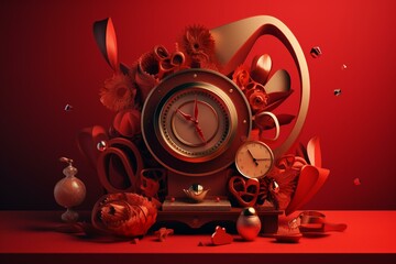 Get a 10% discount for Valentine's Day! Eye-catching 3D sale symbol with decorative objects on sale banner and poster. Generative AI