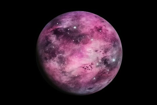 pink and purple planet with stars in the background. Generative AI