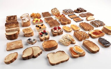 assortment of different types of toasts slices of bread healthy food breakfast Generative AI
