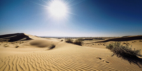 Naklejka premium An Arid Desert Landscape with Sand Dunes - generative ai