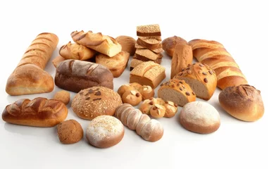Fotobehang assortment of different types of bread healthy food breakfast Generative AI © mureli