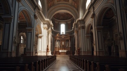Fototapeta premium An interior of the church of the holy sepulcher is used for the feast of the ascension. Generative AI