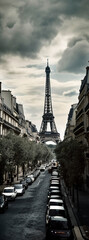 Fototapeta na wymiar View of Paris and the Eiffel Tower - generative ai
