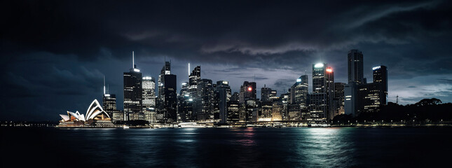 Beautiful nighttime cityscape of Sydney - generative ai
