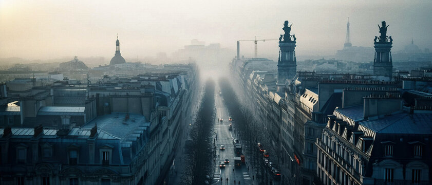 Misty Parisian Charm: A Captivating Cityscape - generative ai