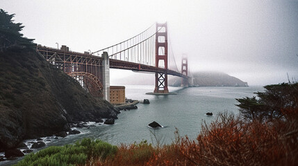 Misty Golden Gate Bridge: An Iconic Engineering Marvel in San Francisco - generative ai