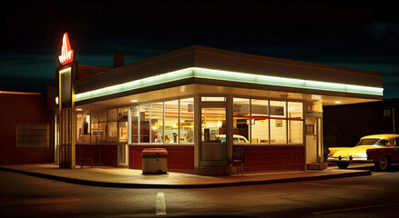 Lonely Nights at the Diner: An Homage to Edward Hopper's Style - generative ai