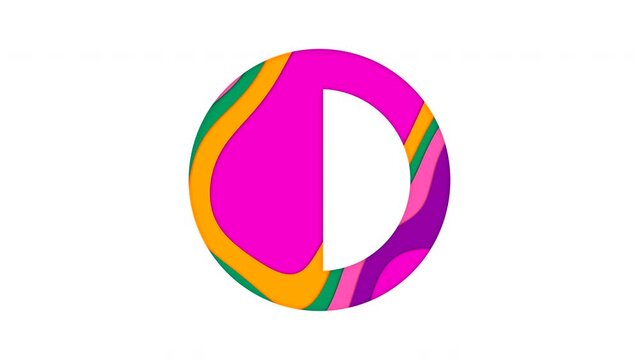 Multi-colored icon Adjust with colored spots floating inside. Looped from frame 120 to 839, Alpha BW at the end