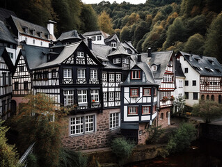Fototapeta na wymiar Capturing the Charm: Monschau's Idyllic Village - generative ai