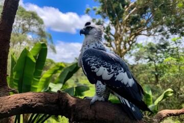 Obraz premium majestic bird perched on a branch of a tree. Generative AI