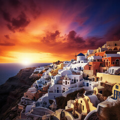 Spectacular Santorini Sunset - generative AI