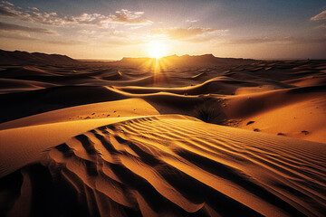 The Golden Hour in Sahara Desert - generative AI