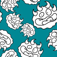 Cartoon monsters seamless emoticons aliens pattern for kids clothes print and wrapping paper and fabrics
