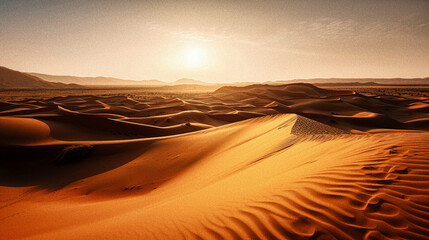 The Sunrise over Erg Chebbi's Desert Landscape - generative AI