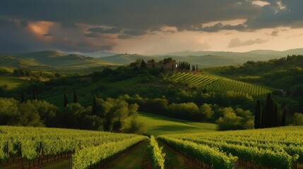 Beautiful Italian landscape view. Generative AI