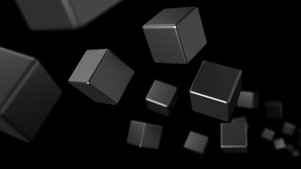 Fototapeta na wymiar Abstract cubes isolated on black background. 3d illustration.