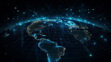 Futuristic cyber earth background digital world. Al generated