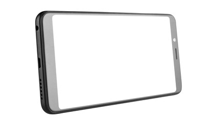 Black smartphone with blank screen, cut out